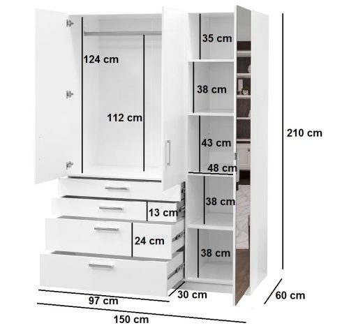 Pekos Lux 150 gardróbszekrény