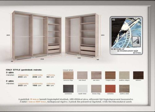 italy 15 tolóajtós gardrób