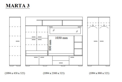 Márta 3 szekrénysor